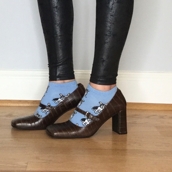 Via Spiga 90s vintage square toe croc Mary Jane’s - Picture 3 of 14